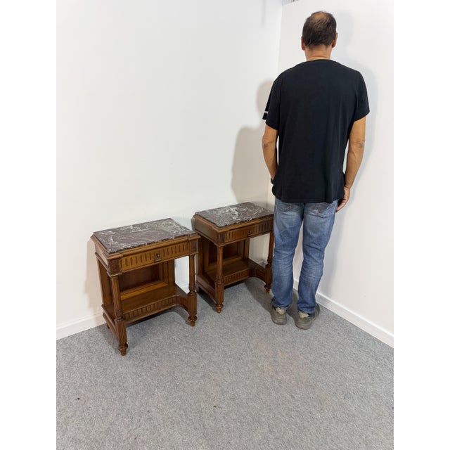 Vintage Italian Bedside Tables with Marble Top, 1940, Set of 2 For Sale - Image 13 of 18