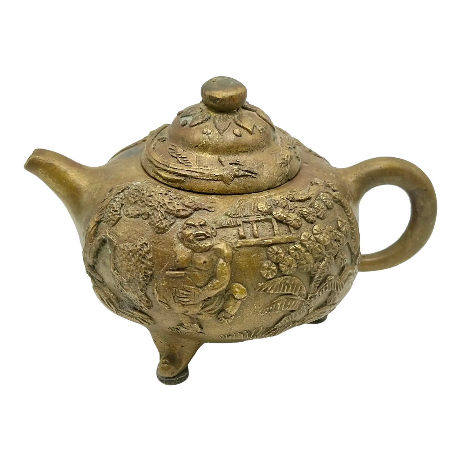 vintage-chinese-bronze-teapot-featuring-important-mythological-figures