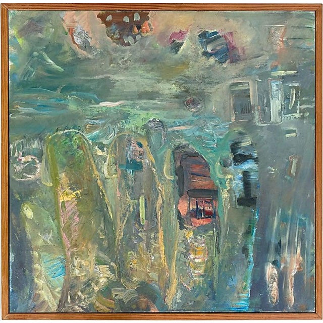 Vintage Warren Fischer abstract oil painting. Offered for sale is an abstract oil painting on canvas by the American...