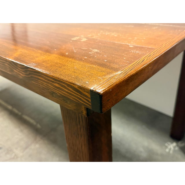 Auburn Pine Wood With Cherry Wood Stain Rustic Dining Table For Sale - Image 8 of 12