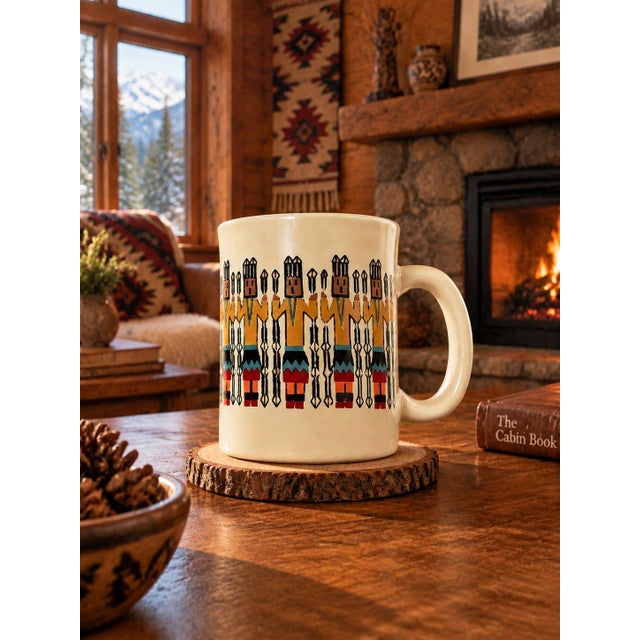Late 20th Century Vintage Indian Dancers Ceramic Coffee Mug Folk Art For Sale - Image 5 of 5