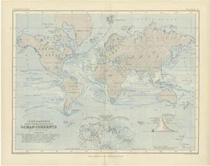 World Map of Ocean Currents by A. K. Johnston, 1852