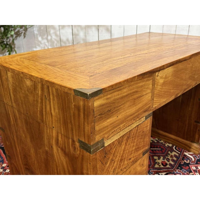 Indian Marine Flat-Top Desk in Mahogany, 1980s For Sale - Image 16 of 18