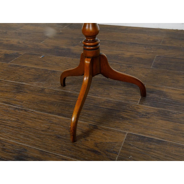 19th Century English Regency Period Fruitwood Guéridon Side Table with Pierced Brass Gallery For Sale - Image 12 of 12
