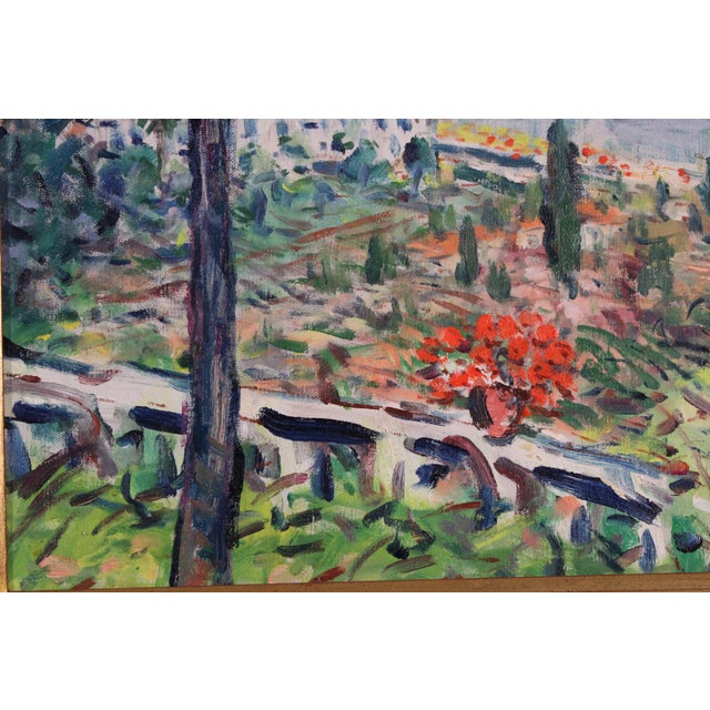 Wood Painting by Duane Alt (Born 1935) Titled "Vue De Beaulieu" For Sale - Image 7 of 12
