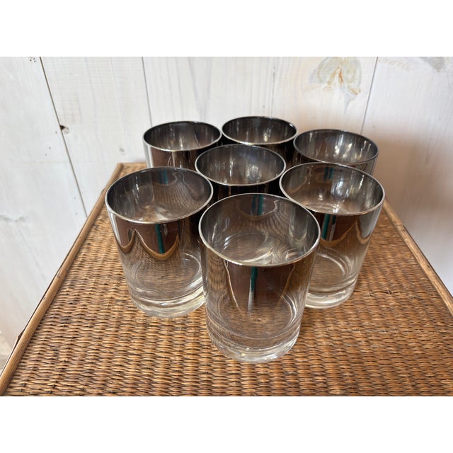 Mid 20th Century Mid Century Modern Silver Fade Cocktail Glasses - Set of 7 For Sale - Image 4 of 14