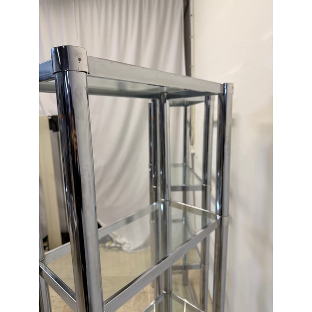 Mid-Century Chrome and Glass Etageres or Bookcases, 1970s - A Pair For Sale - Image 14 of 15