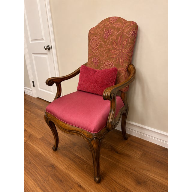 French Provincial Vintage 10-Piece Carved Wood Dining Chair Set - 8 Side Chairs & 2 Upholstered Armchairs For Sale - Image 3 of 12