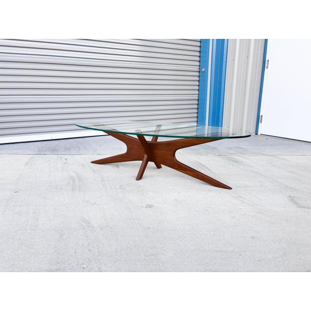 ✨ 1960s Adrian Pearsall Sculptural Walnut & Oval Glass Coffee Table ✨ This sculptural walnut and glass coffee table,...