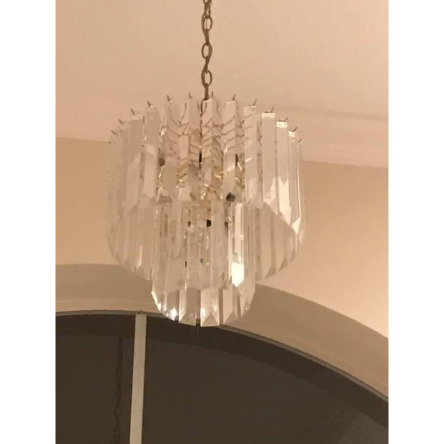 Mid-Century Modern Italian Mid-Century Modern Three Tiered Clear Lucite Waterfall Chandeliers - A Pair For Sale - Image 3 of 8