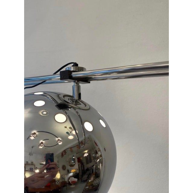 Angled Floor Lamp in Chromed Metal and Cast Iron from Zonca, 1970s For Sale - Image 4 of 9