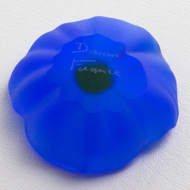 1970s Daum France Cobalt Blue Pate de Verre Cactus Flower Paperweight Sculpture, 1970s For Sale - Image 5 of 8