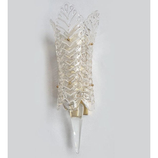 Barovier & Toso Neoclassical Murano Glass Italian Sconces 1970s For Sale - Image 4 of 12