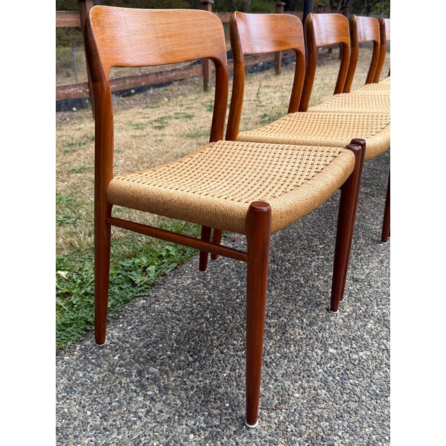 Wood Set of 6 Danish Modern Design Niels Otto Moller Model 75 Dining Chairs Jl Molller For Sale - Image 7 of 10