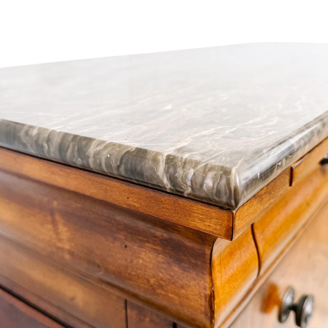 Late 20th Century Ethan Allen Townhouse Louis Philippe Burl Wood & Marble Top Commode For Sale - Image 14 of 18