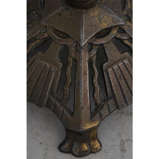 Gold Vintage Art Deco Brass & Alabaster Floor Lamp For Sale - Image 8 of 11