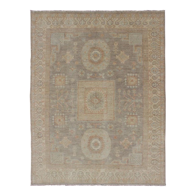 Fine Khotan Design Rug With Samarkand Design in Muted Tones For Sale