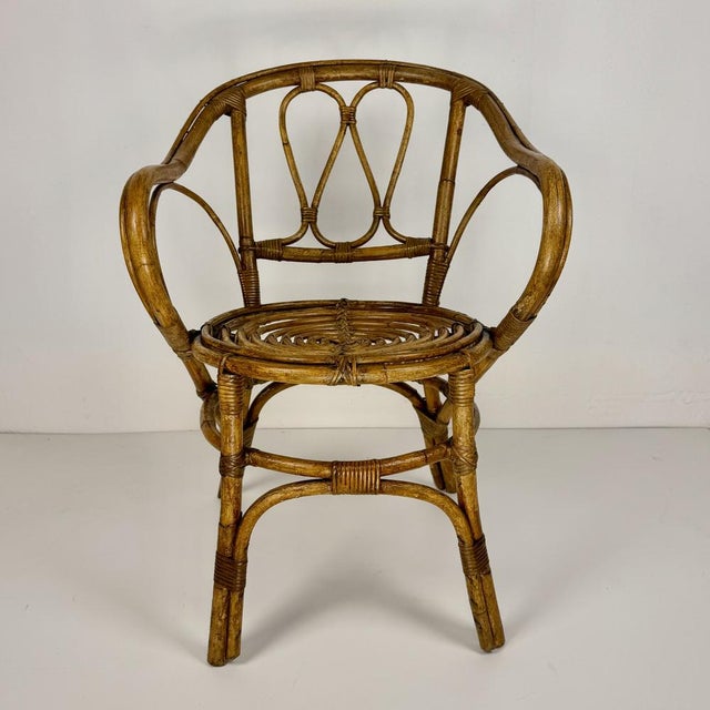 Brown Mid-Century Bamboo Chair, Italy, 1960s For Sale - Image 8 of 8