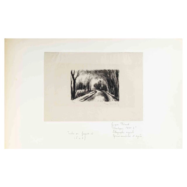 Jacques Thévenet, The Road with Trees, Lithograph, Early 20th Century For Sale