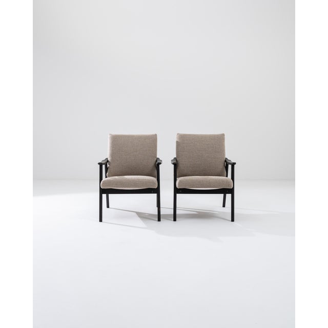 Wood 1960s Czech Upholstered Armchairs, a Pair For Sale - Image 7 of 12