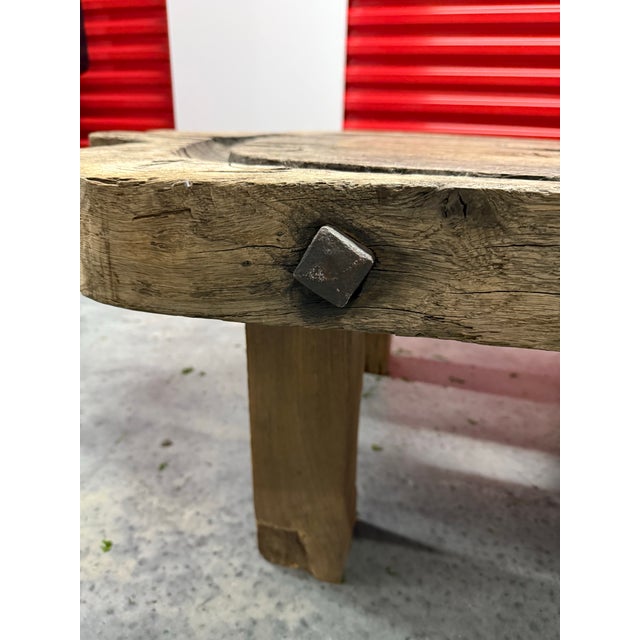 Super cool artisan made rustic coffee table made from a French olive press.