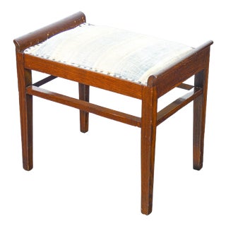 Italian Oak Wood Stool, 1940s For Sale