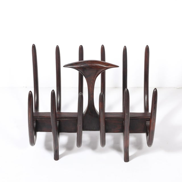 1960s Mid-Century Modernist Sculptural Osseous Form Magazine Stand in Rosewood For Sale - Image 5 of 18