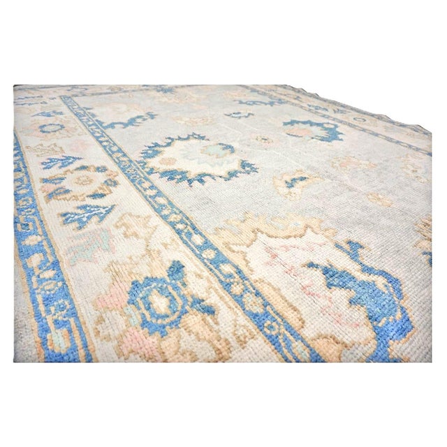 21st Century Turkish Oushak 5X7 Gray, Ivory & Slate Blue Handmade Area Rug #1144211 For Sale - Image 9 of 13