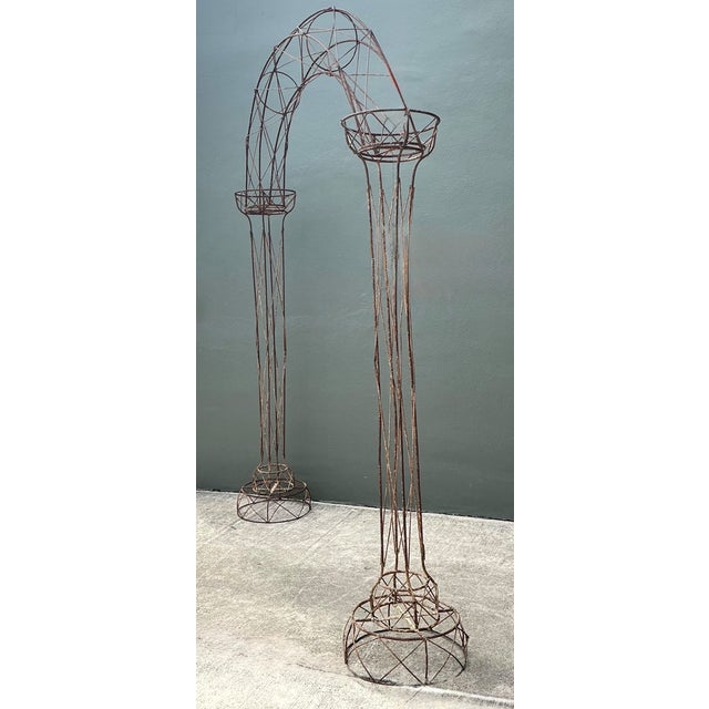 Brown Vintage Patinated Wire Frame Garden Arch For Sale - Image 8 of 14