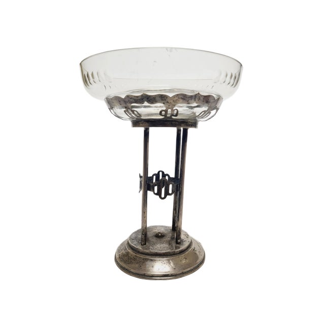 Art Deco Polish Silver Crystal Bowl on Stand, 1930s For Sale - Image 16 of 18
