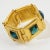 1980s Jean Louis Scherrer Gilt Metal Jeweled Link Turquoise Resin Cabochon Bracelet For Sale - Image 5 of 7