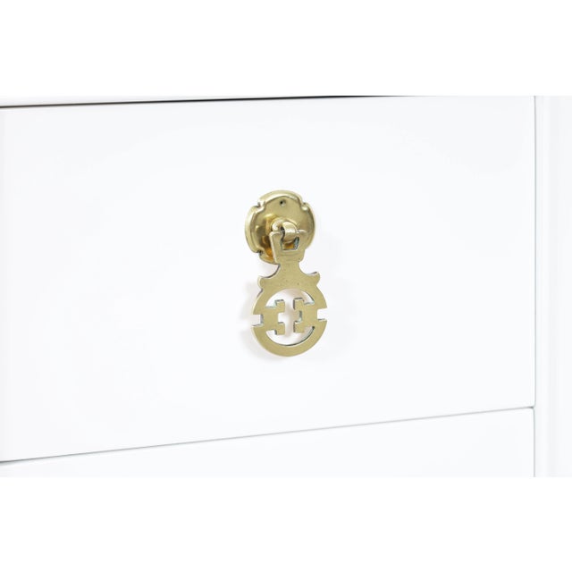 White Vintage Hollywood Regency White Lacquer and Brass Credenza, 1950s For Sale - Image 8 of 12
