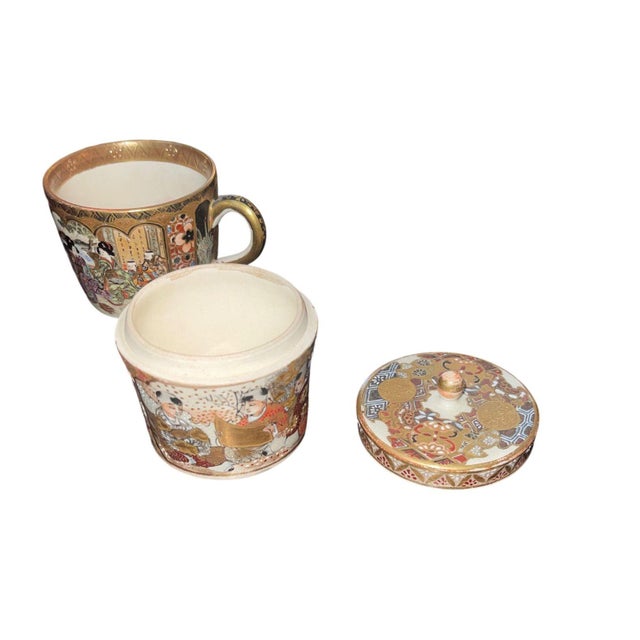 Gold Meiji Period Japanese Satsuma Porcelain Tea Set, 19th Century. For Sale - Image 8 of 12