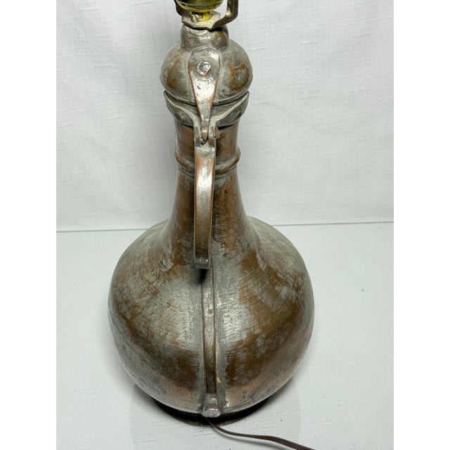 Metal Antique Middle Eastern Copper Ewer Table Lamp - 19th Century Ottoman Craftsmanship For Sale - Image 7 of 12