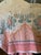 Textile Vintage Country Fair Border Print Fabric Peachy Pink/ Blue For Sale - Image 7 of 9