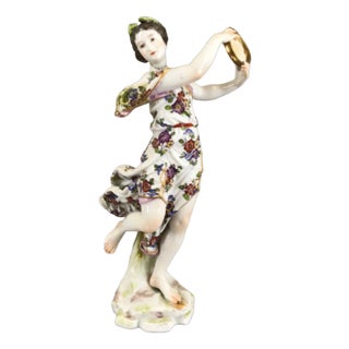 Girl with a Tambourine Porcelain Figure from Oswald Lorenz For Sale