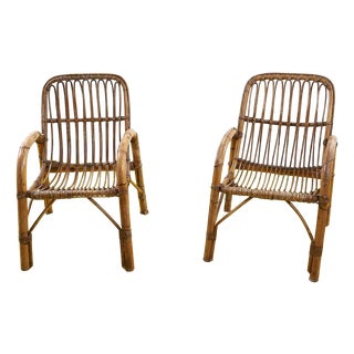 Bamboo Armchairs, 1970s, Set of 2 For Sale