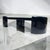 1990s XL Postmodern Glass Black Lacquer Triangular Coffee Table For Sale - Image 5 of 9