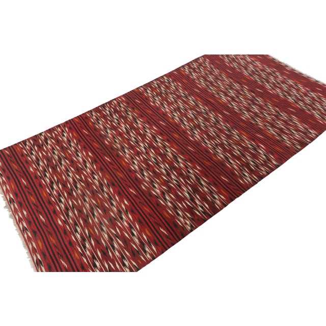 Rug & Kilim Antique Persian Kilim Runner in Red With Colorful Serrated Stripes - Rug & Kilim For Sale - Image 4 of 7