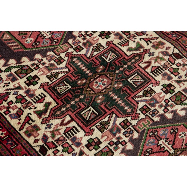 Beige Beige Vintage Persian Heriz Wool Runner With Allover Pattern For Sale - Image 8 of 8