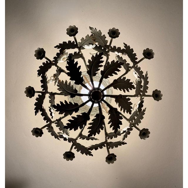 Floral Ceiling Light with White Flowers and Leaves, 1950s For Sale - Image 10 of 13