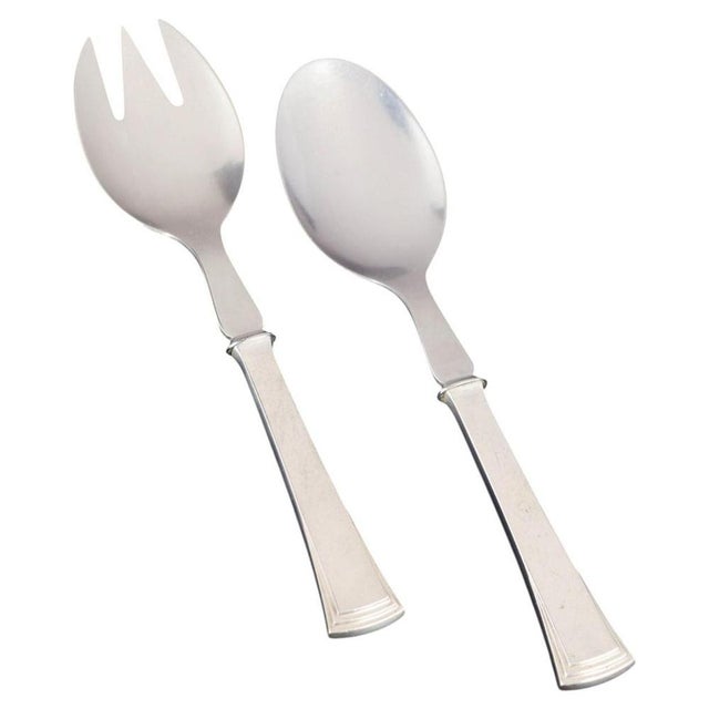 Salad Set in Silver and Stainless Steel by Evald Nielsen, Denmark, 1930s, Set of 2 For Sale - Image 6 of 6