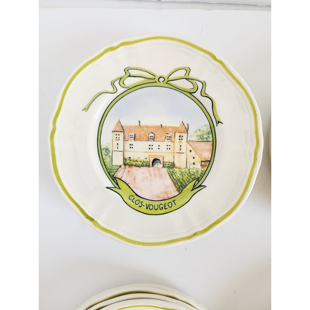Ceramic Vintage Longchamp French Country "Wine Chateau" Appetizers Plates - Set of 24 For Sale - Image 7 of 18