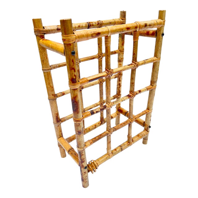 Vintage Rattan Wine Rack For Sale