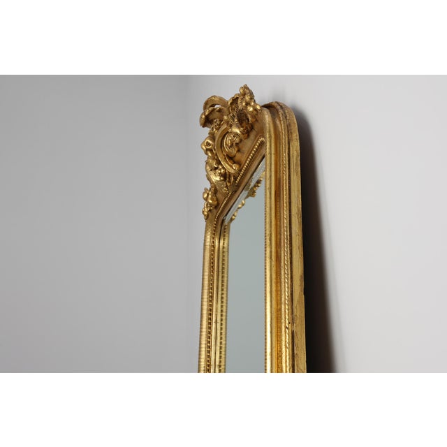 Baroque Mantel Mirror in Carved Wood and Gilded Plaster, France, 1850s For Sale - Image 9 of 12