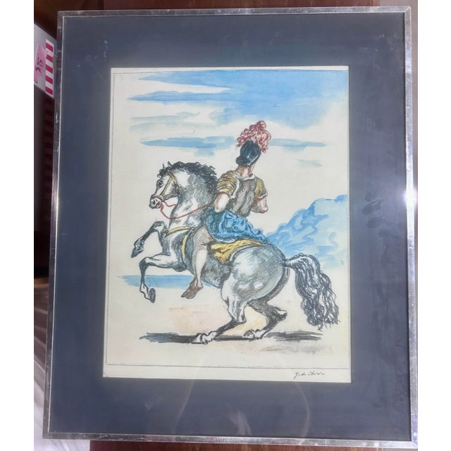 Vintage Giorgio De Chirico Giorgio De Chirico (1888–1978) – Il Cavaliere Solitario – Color Lithograph, Framed For Sale - Image 4 of 8