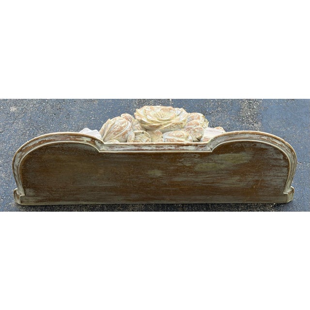 1990s Large Hand-Carved Distressed Wood Floral Wall Shelf Corbel Console French Country Style For Sale - Image 5 of 11