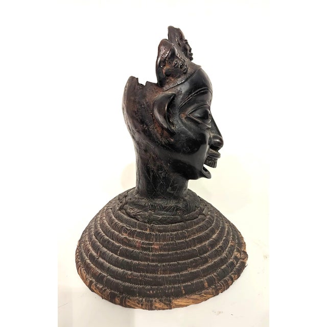 Tribal Beninese Bronze & Rope Bust Sculpture For Sale - Image 3 of 8
