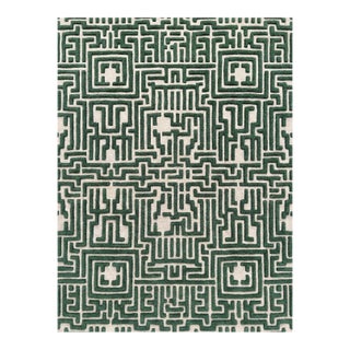 Sample Theseus Maze Rug, Boxwood Green, 12x12 For Sale