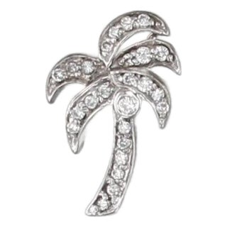 0.23ctw Diamond Palm Tree Pendant 14k White Gold Floating Drop For Sale